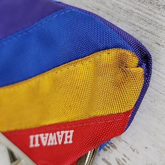 Vintage Hawaii rainbow stripe coin change purse kiss lock latch - Picture 12 of 13